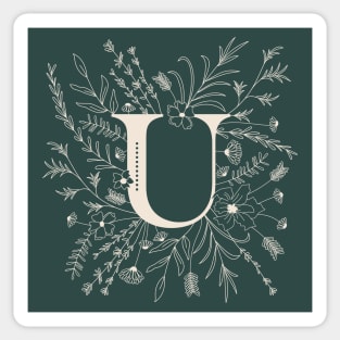 Botanical Letter U (Forest Green) Sticker